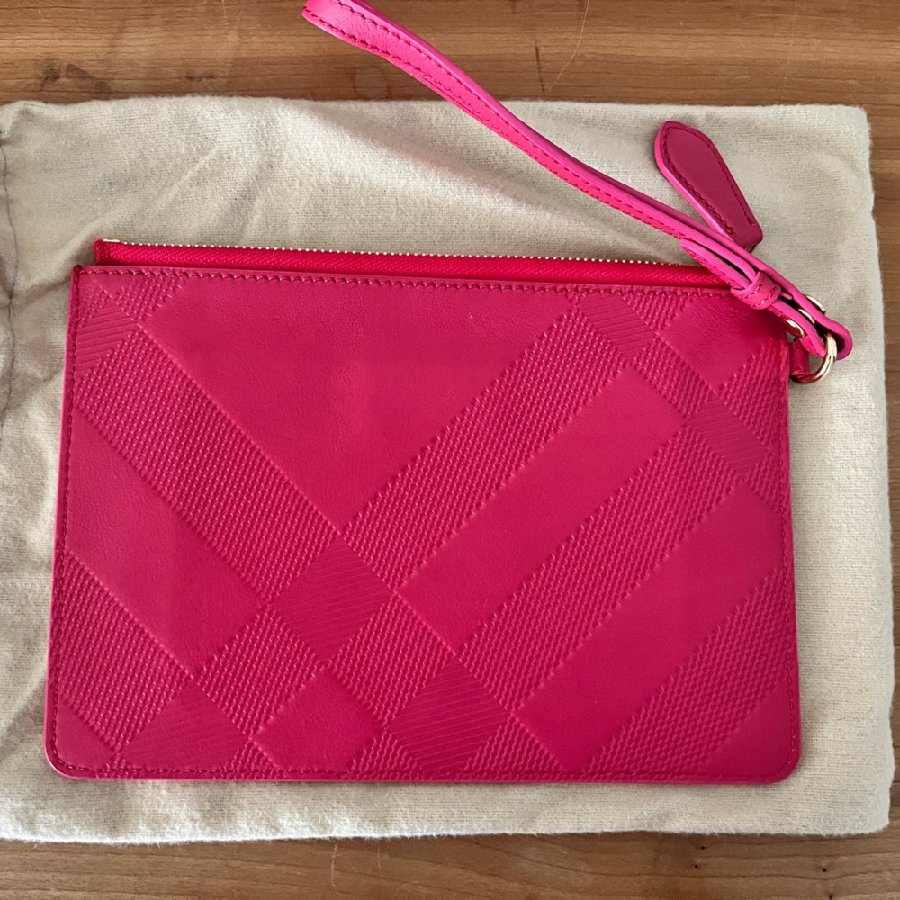 Burberry bright fuchsia Pink Wristlet Clutch pouch